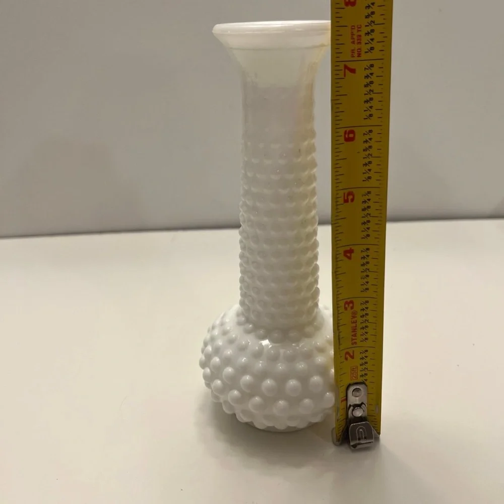 E.O. Brody Co. White Milk Glass Hobnail Bud Vase